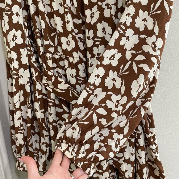 Hailey & Co. Chocolate Brown Long Sleeve Floral Dress Size 1X - Picture 3 of 7